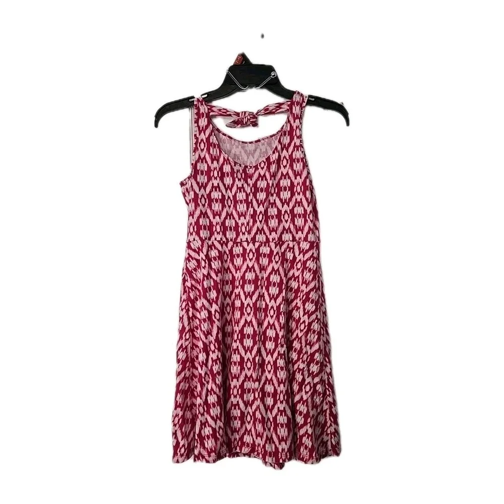 OLD NAVY Sleeveless Aline Dress Girls 14 XL Pink White Geometric Scoop‎ Neck